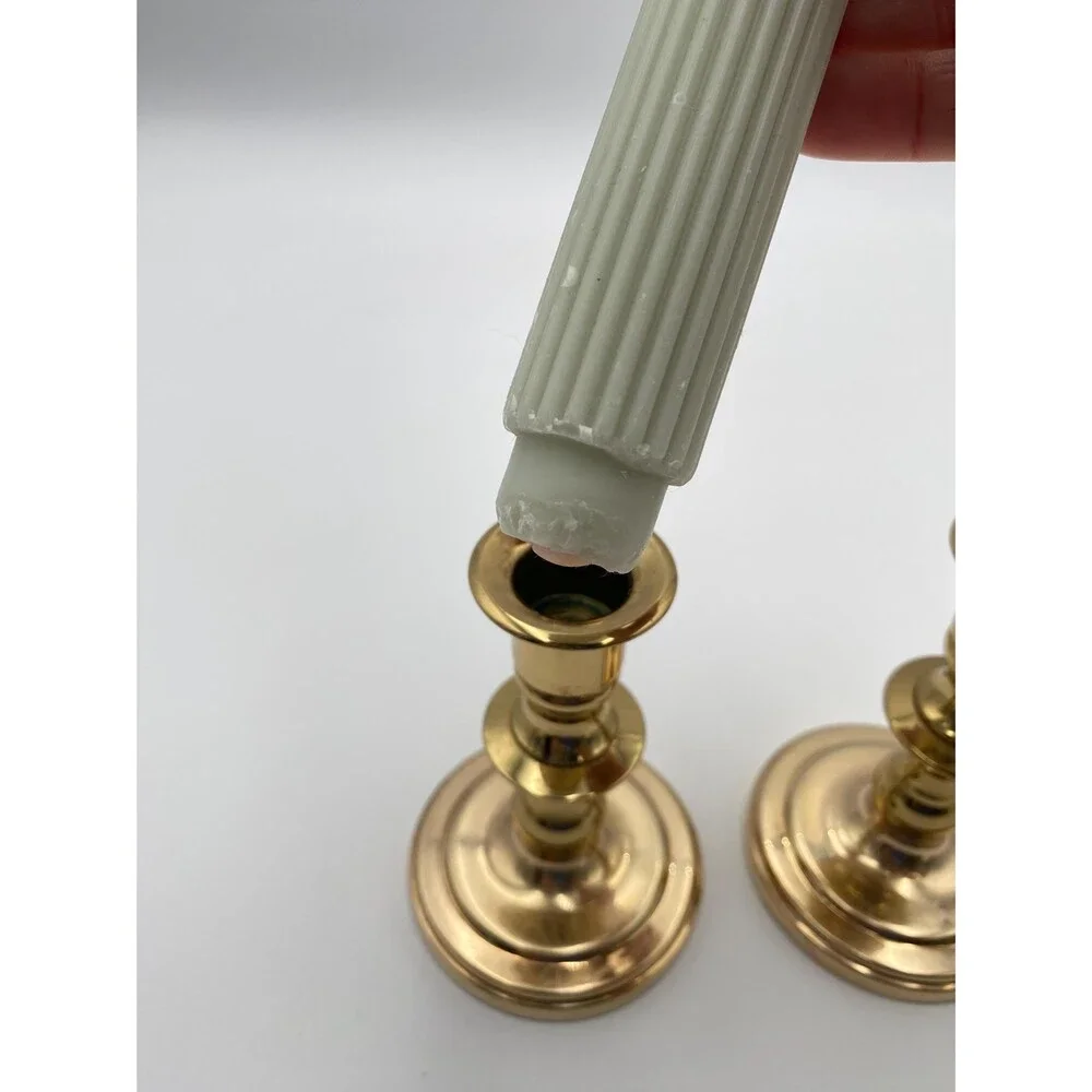 Baldwin Solid Brass Candlestick Holders Set of 2, Vintage, 4.75 Inch